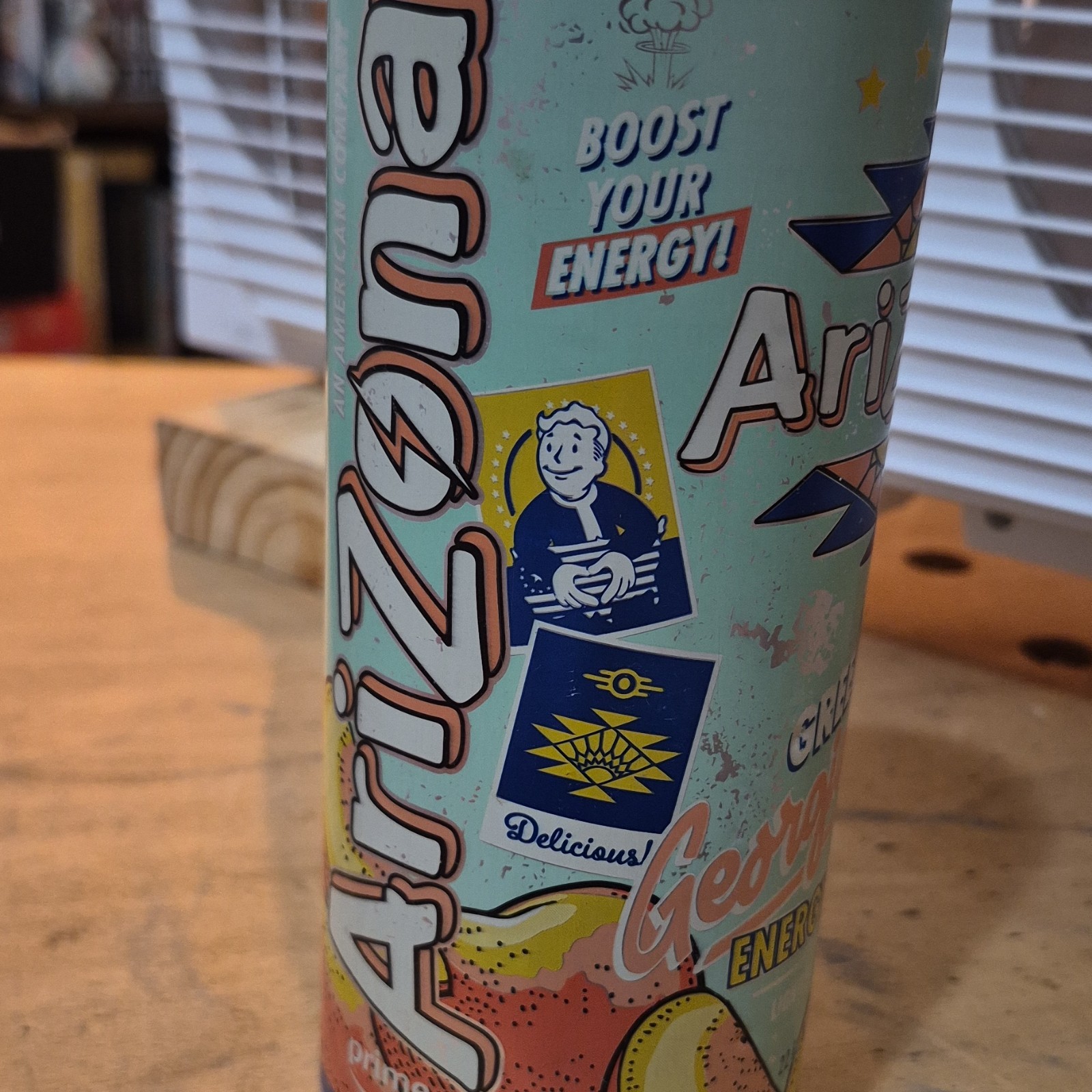 AriZona Georgia Peach Energy Drink Green Tea Peach Flavor 22 fl oz 650 mL
