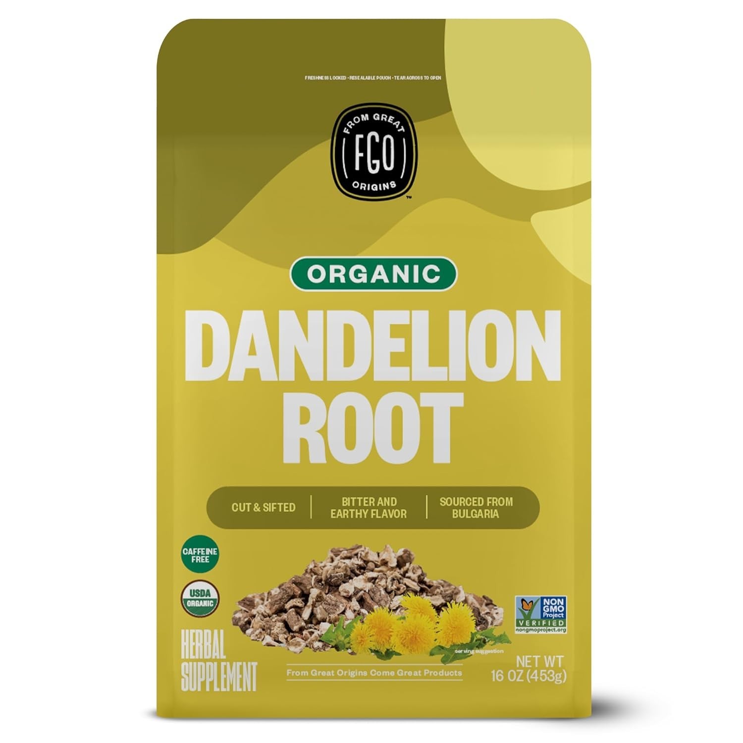 Bulgarian Organic Dandelion Root Tea, Caffeine Free, 16oz