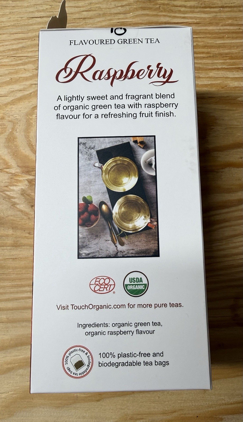 Touch Organic RASPBERRY GREEN Tea Bags, 40 Bags, 2.5 oz