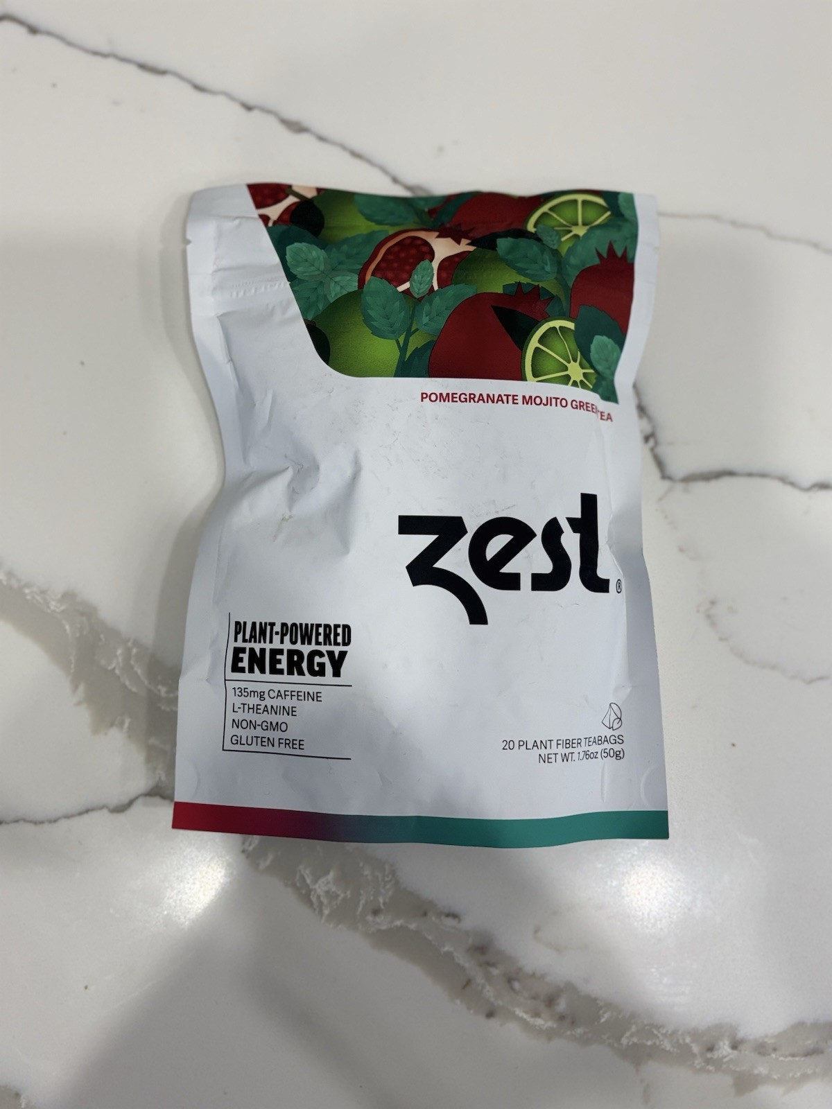 135mg Caffeine Energy Leaf Blend – Pomegranate Mojito Green Tea – 20 Pack