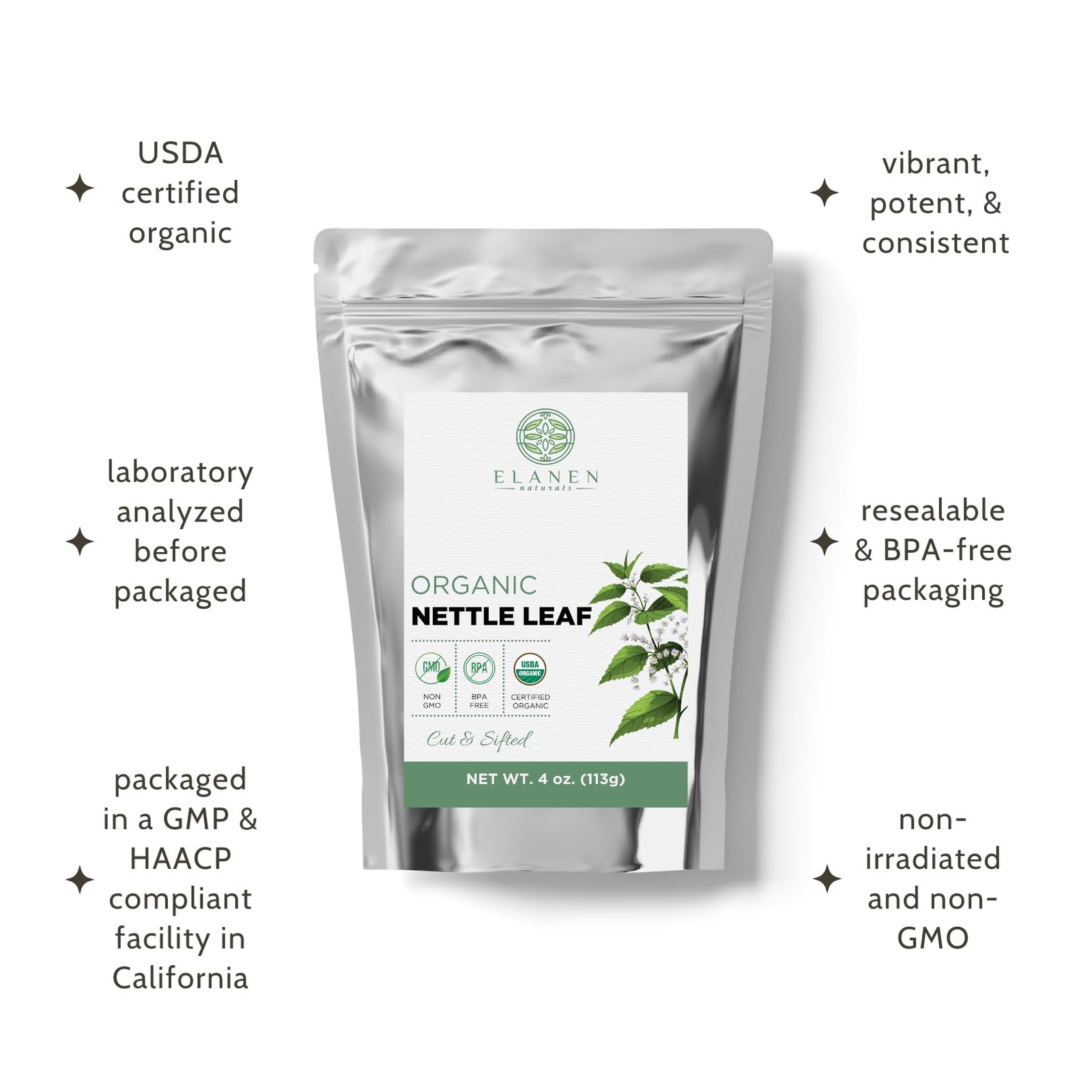 Organic Stinging Nettle 4 oz. (113g), USDA Certified Leaf…