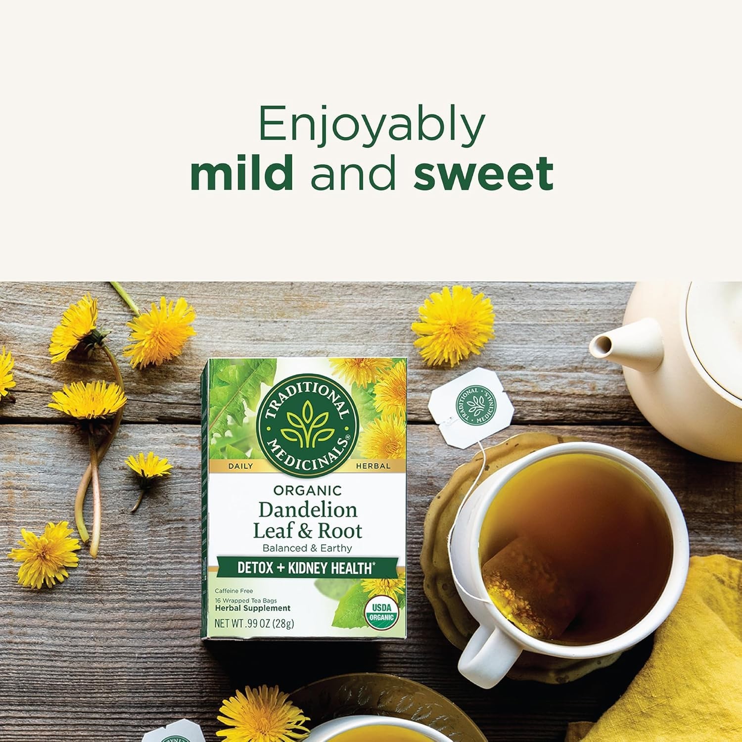Kosher Dandelion Root Tea – Caffeine-Free Herbal Detox with 16 Compostable Bags
