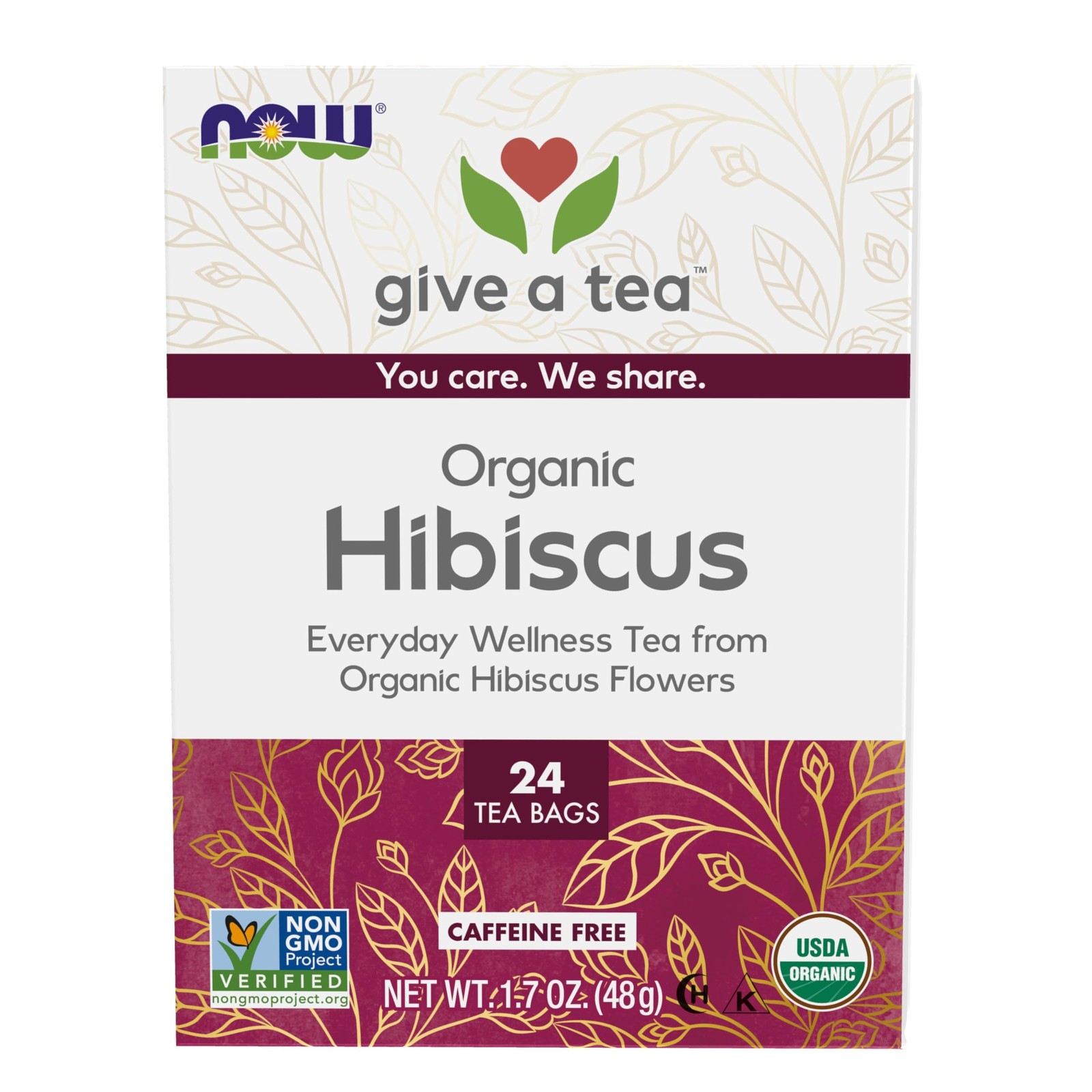 Organic Hibiscus Tea 24 Count Relaxing Tart Cranberry Flavor Family Owned