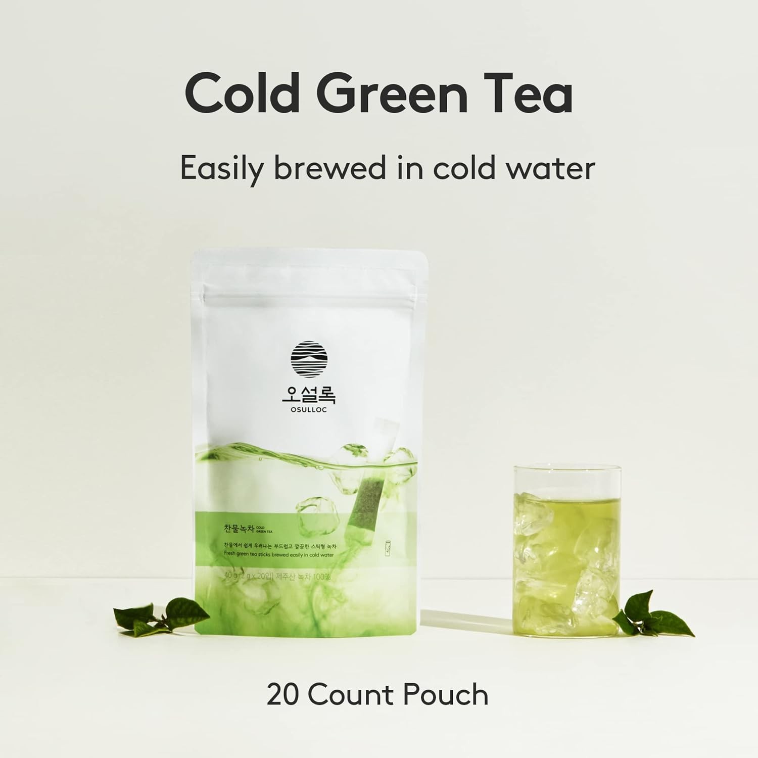 Cold Green Tea, Stick-Type in Pouch Package, Premium Organic Pure Tea from Jeju,