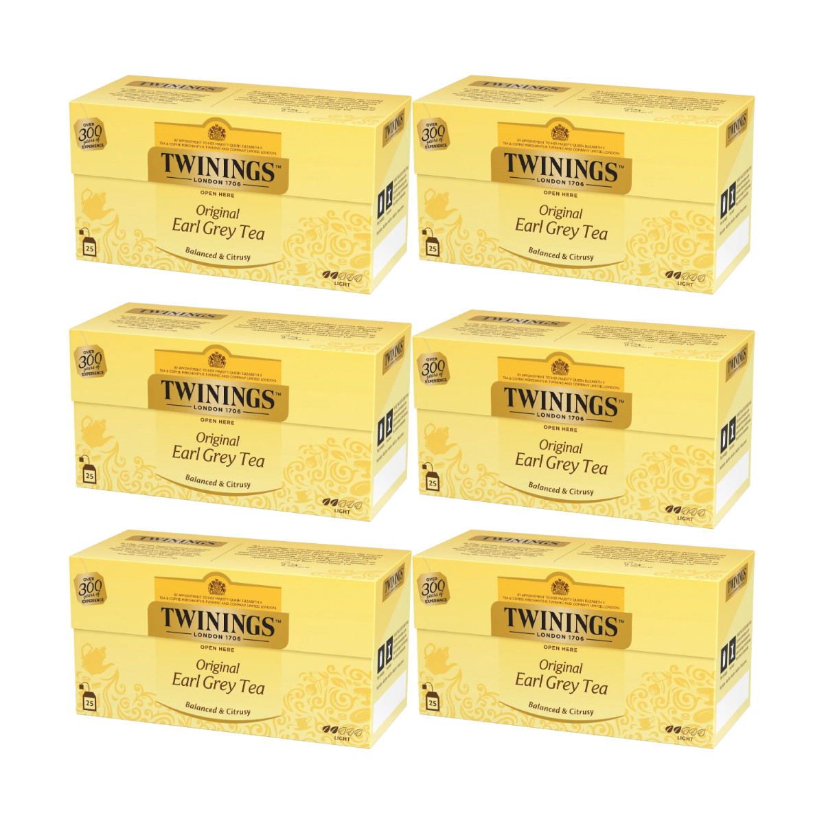 6 x Twinings Earl Grey Tea 25 Bags Black Tea Bergamot Classic