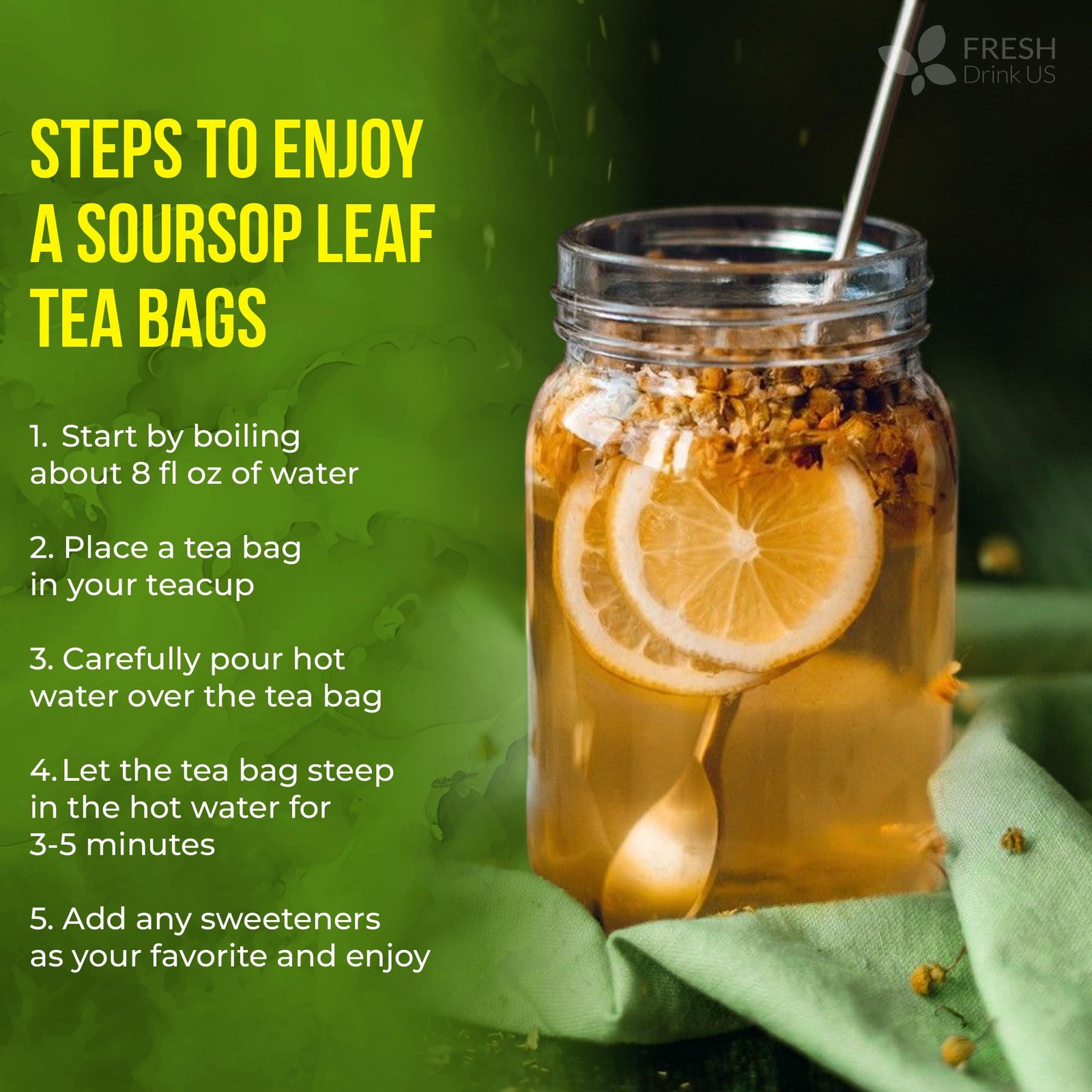 40 Premium Soursop Graviola Leaf Tea Bags, 100% Natural and Pure from Soursop Le