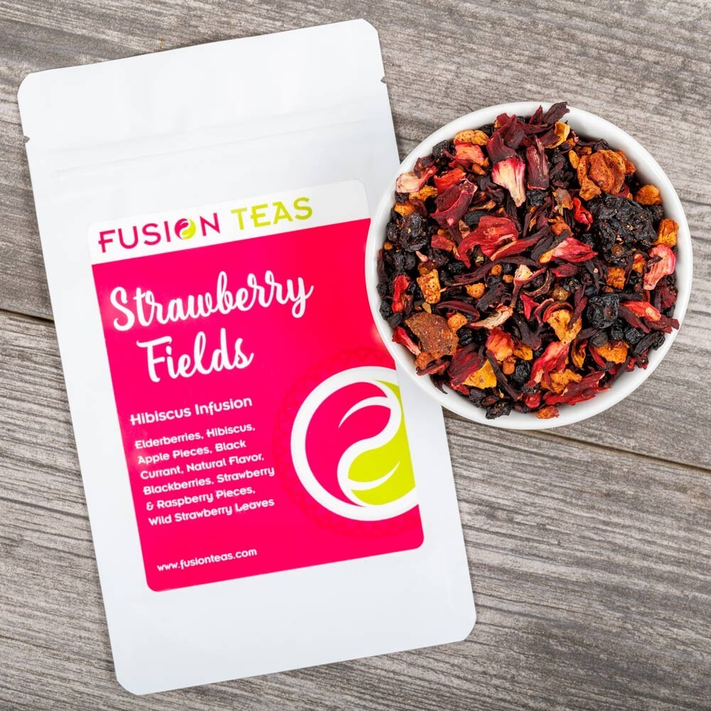 Strawberry Fields Hibiscus Fruit Tea – Herbal Loose Leaf Tisane – Fusion Teas