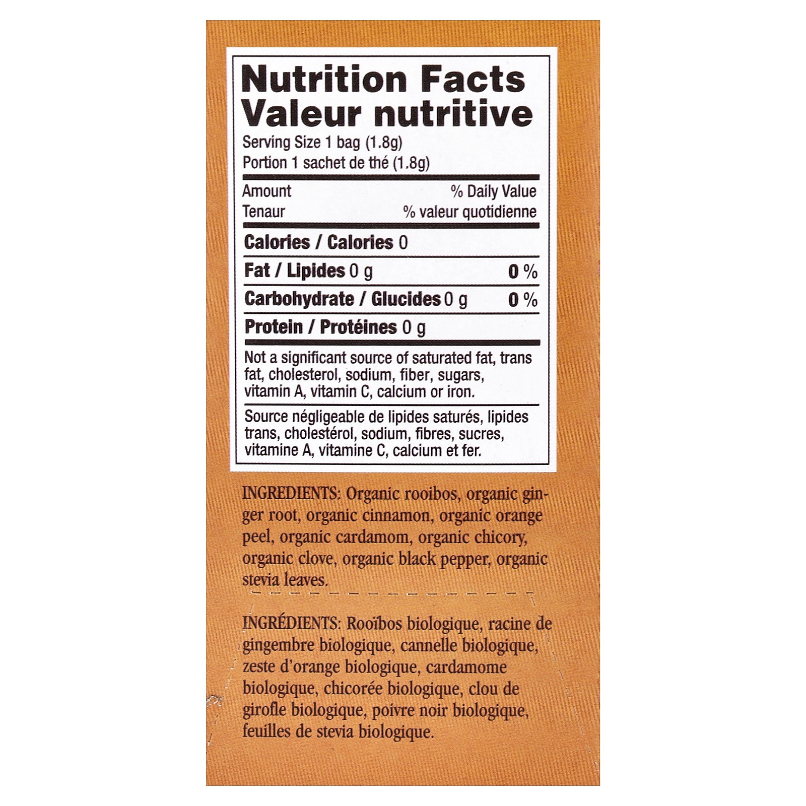 Imperial Organic, Orange Ginger Rooibus Chai, Caffeine Free, 18 Tea Bags, 1.14