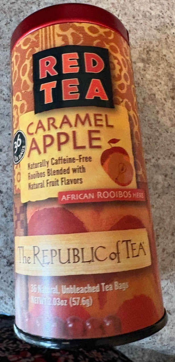 The REPUBLIC OF TEA Red Tea CARAMEL APPLE Caffeine Free 36 tea bags Exp 11/2027