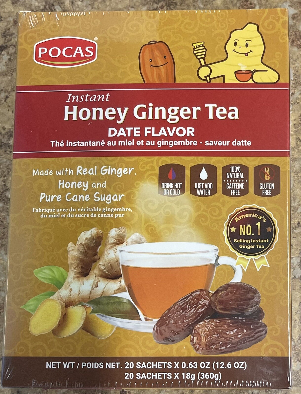 Pocas Honey Ginger Tea original Instant Honey Ginger Tea Made with Real Ginger