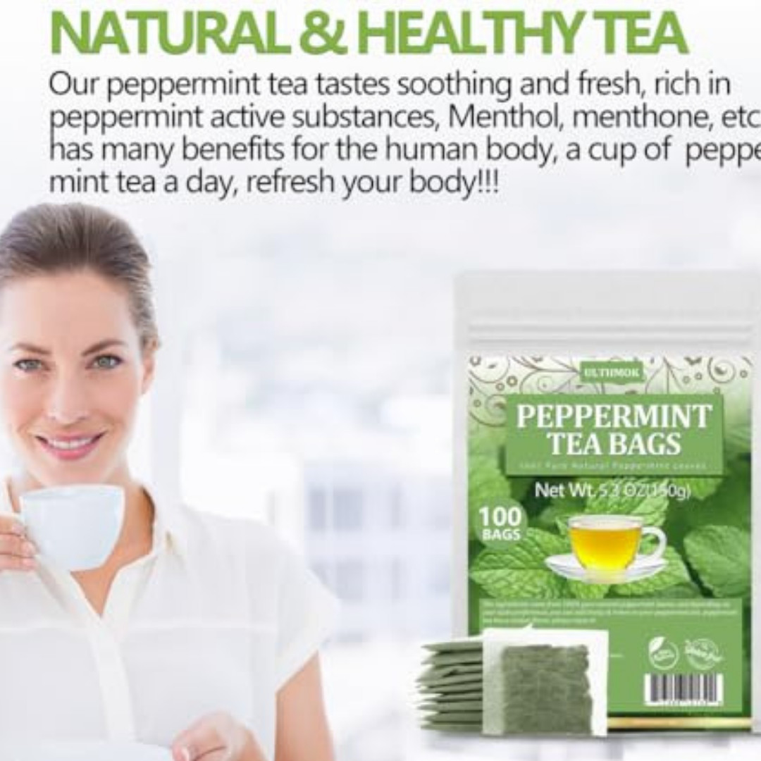 Peppermint Tea Bags, 100 Natural, Caffeine Free – 100 Bags Free Shipping