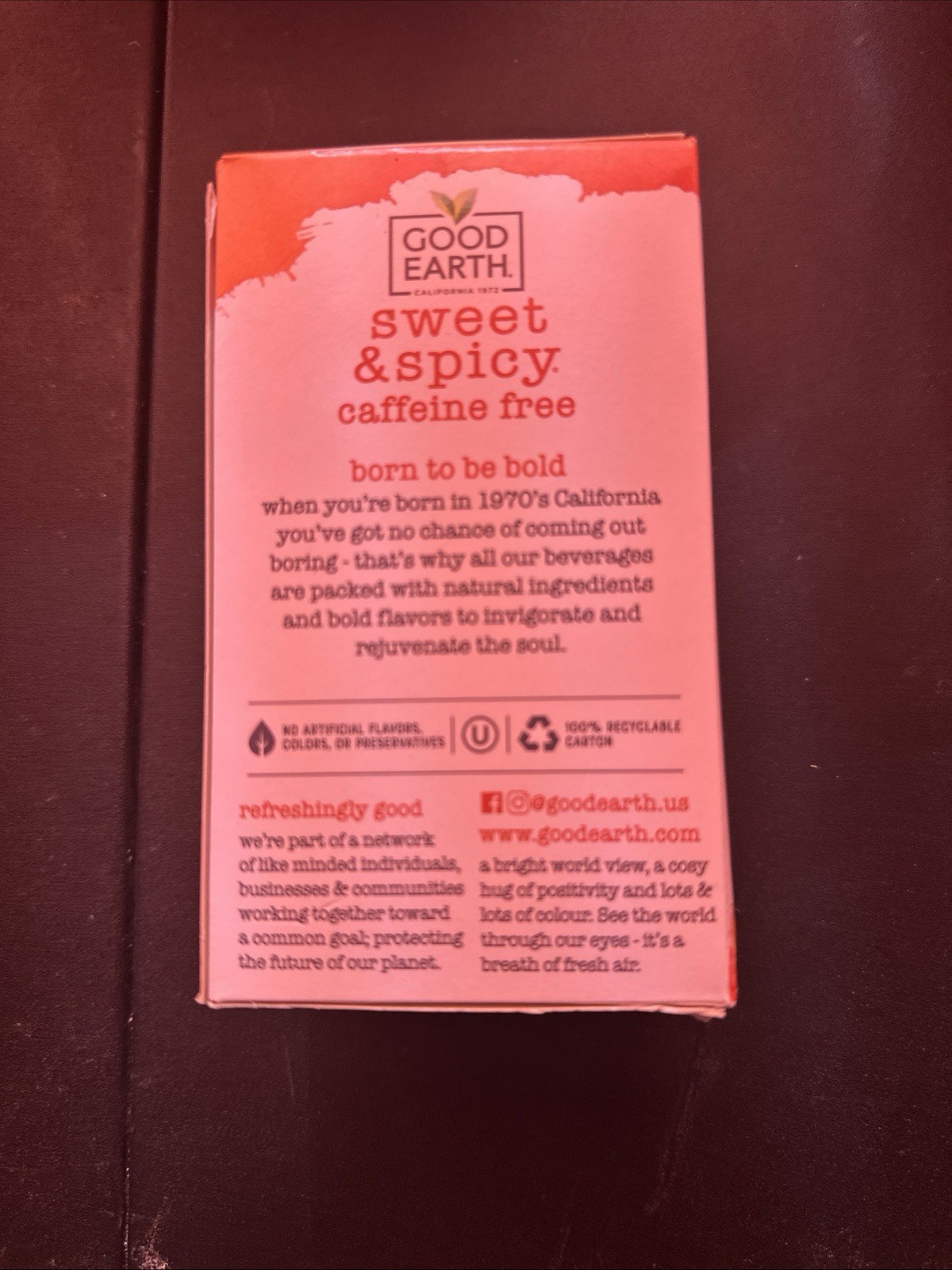 2 Pack Good Earth Sweet & Spicy Original Blend 18 Tea Bags Exp 06/26 Made in UK