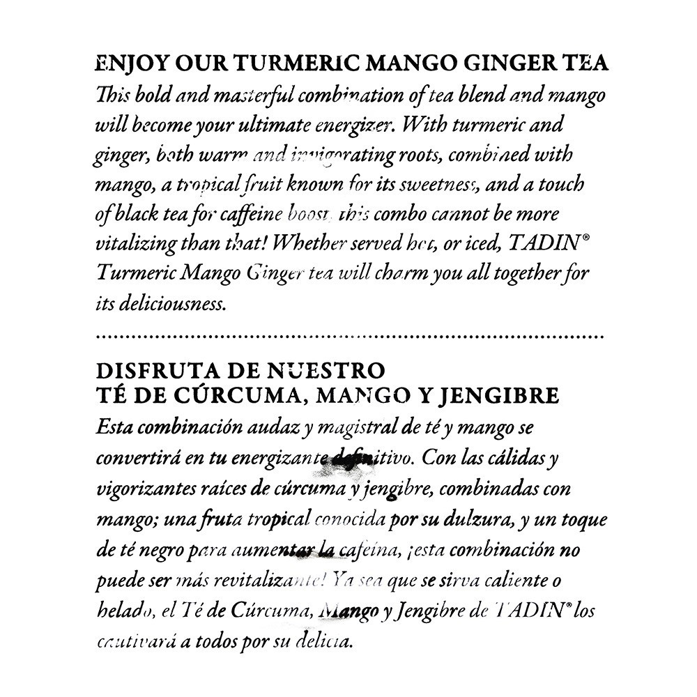 Tadin Turmeric Mango Ginger Tea, Herbal Tea 24 Bags
