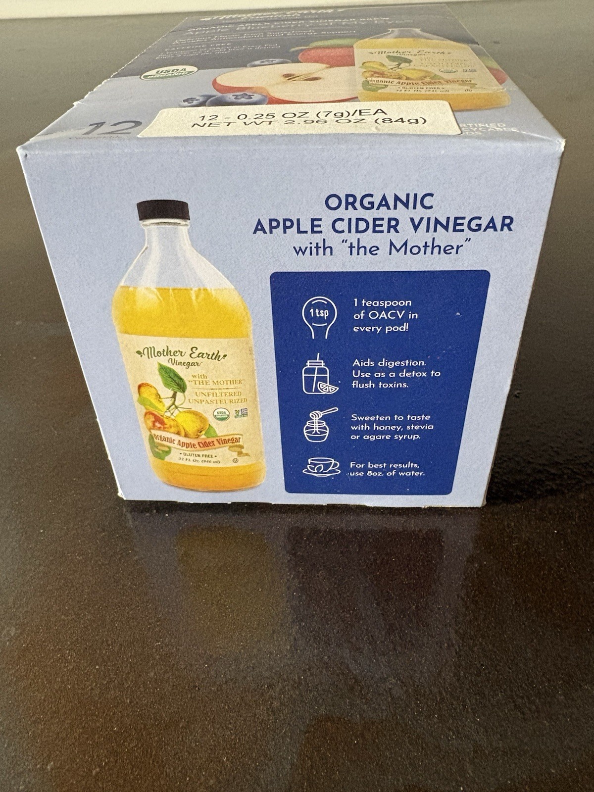 Mother Earth Organic Apple Cider Vinegar Blueberry 12 Pods Caffeine Free