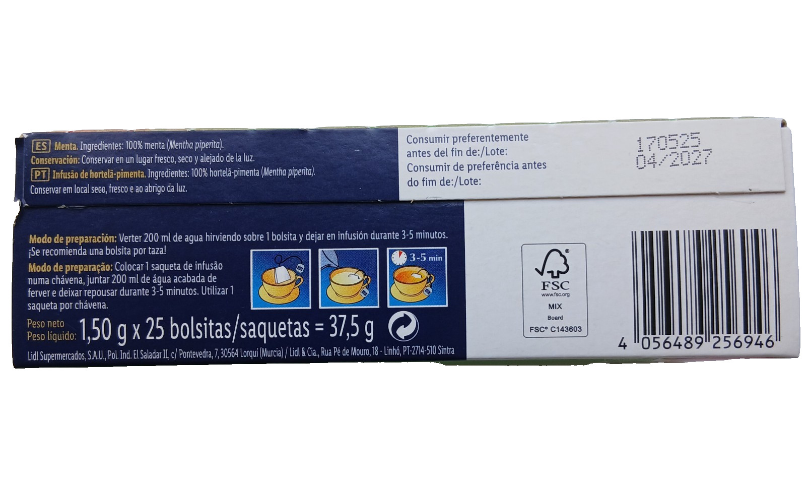 LORD NELSON Peppermint Tea 2 Packs 2×25 bag Immuno boosting Tea Portugal