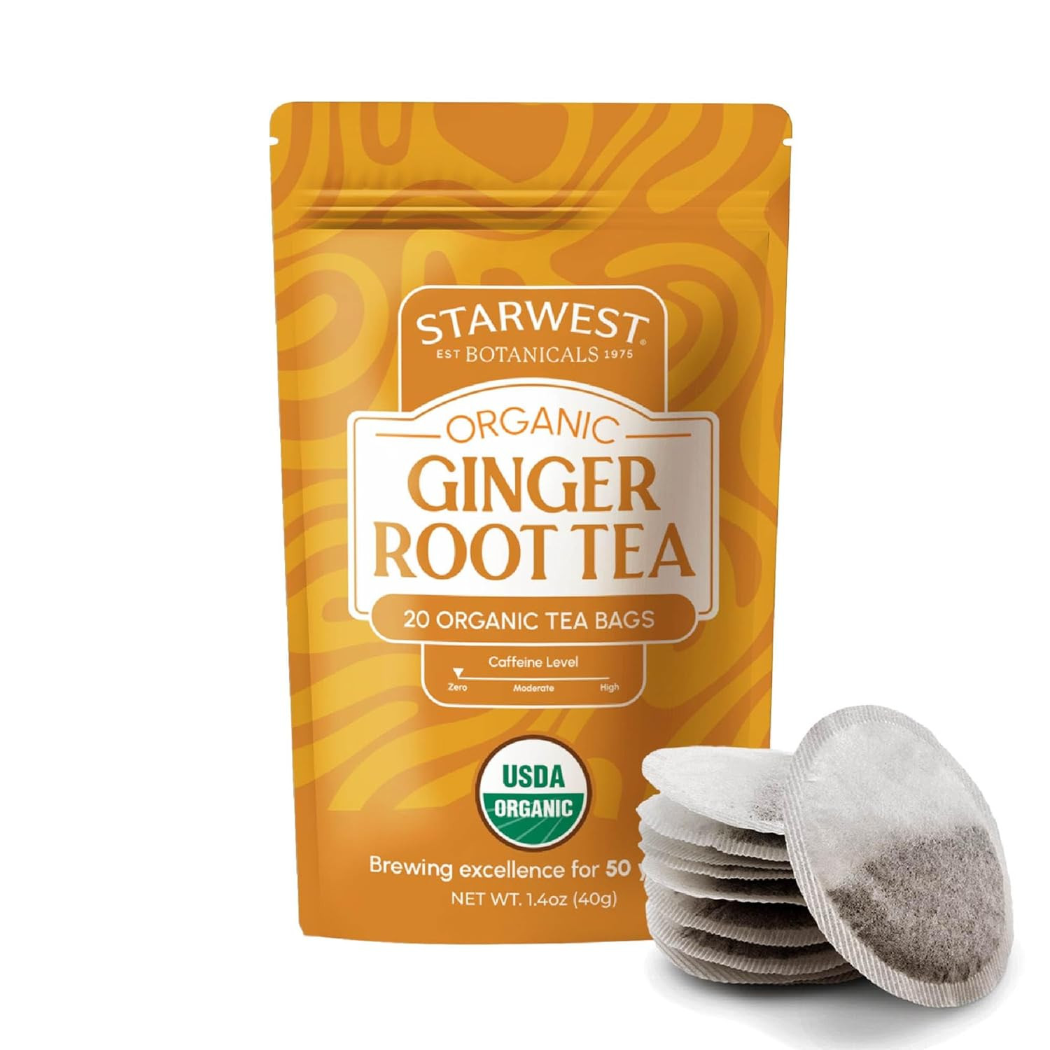 Starwest Botanicals Organic Ginger Root Tea – Caffeine Free Herbal Tea, String F