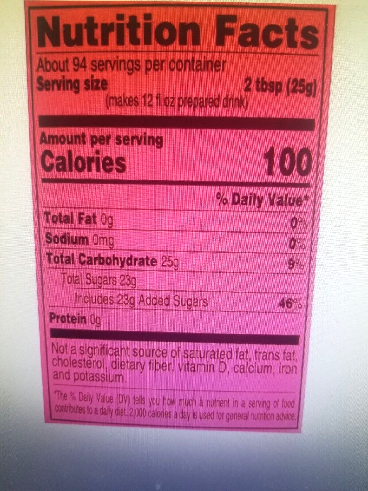 (ONE-82.6 oz) 35 qt 4C RASPBERRY ICED TEA MIX CANISTER WITH SCOOP INSIDE, KOSHER