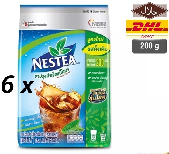 6 x New Nestea Nestle Unsweetened 100% Instant Iced Tea Mix Beverages Drink 200g