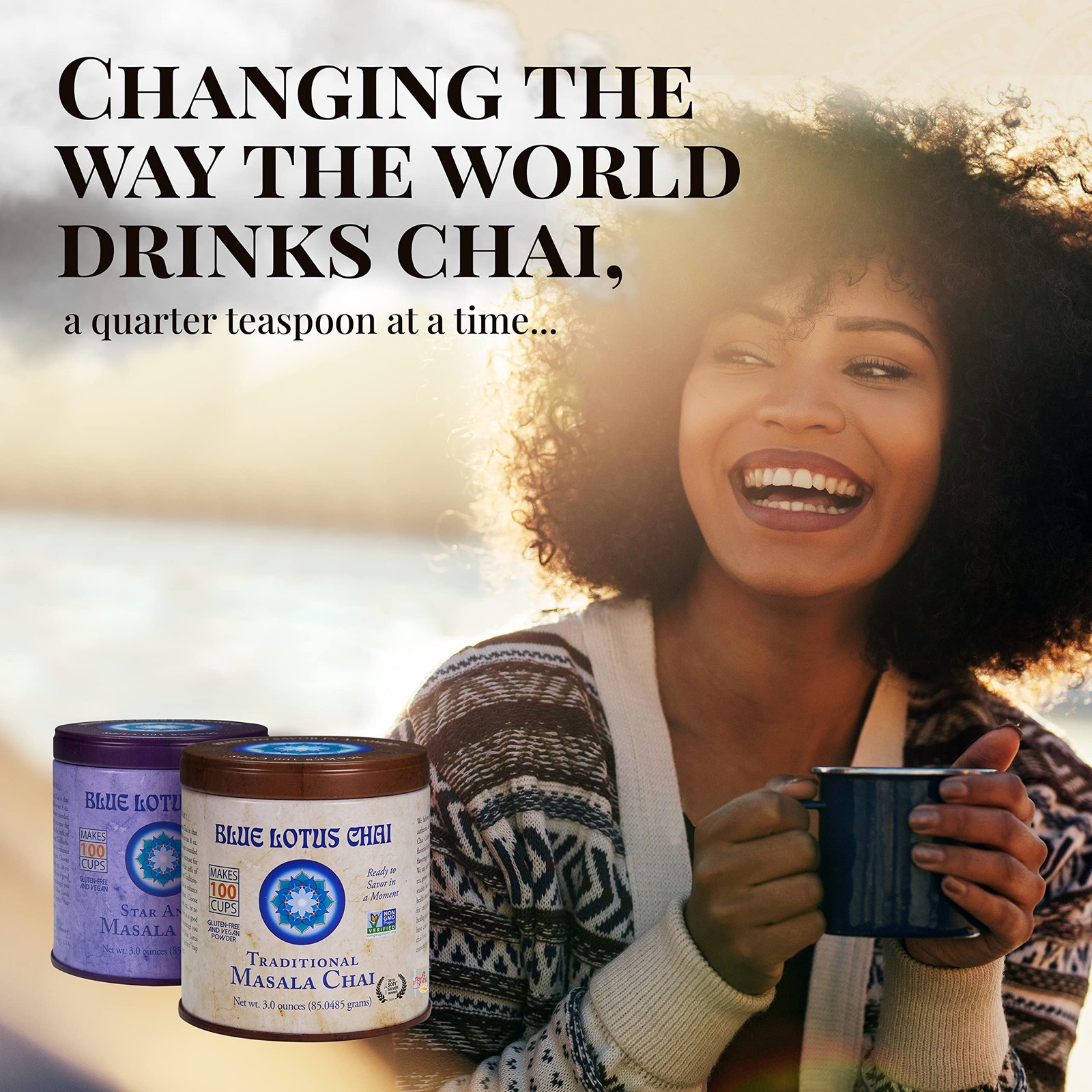 Blue Lotus Chai – Golden Masala Flavor Chai – Makes 100 Cups – 3 Ounce Masala