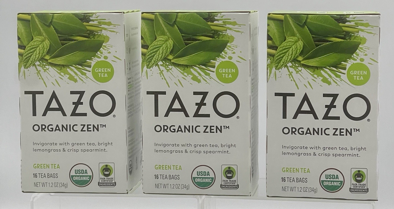Lot of 3 TAZO Organic Zen Green Tea 48 Bags Caffeinated BB 05/2027 Sealed