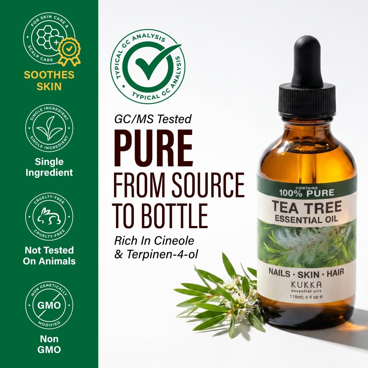 Tea Tree Oil 4oz 100 Percent Pure Essential Oil for Hair Skin Diffuser Aromather
