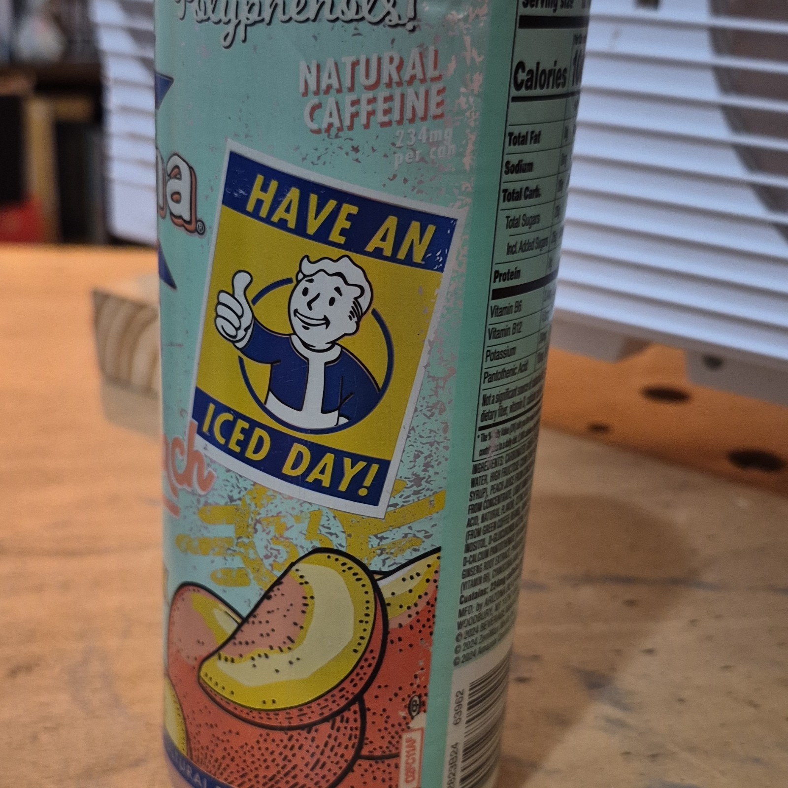 AriZona Georgia Peach Energy Drink Green Tea Peach Flavor 22 fl oz 650 mL