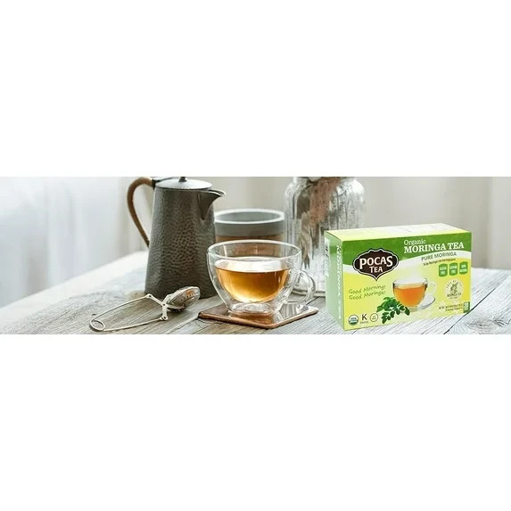 POCAS Tea Organic Moringa Green Tea Bags Natural Herbal Blend Box 20ct