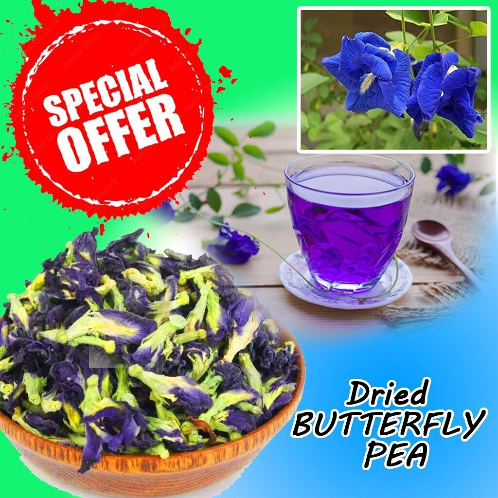 100% Dried Blue Butterfly Pea Flower Tea Pure Organic Natural Herbal Blue Drink