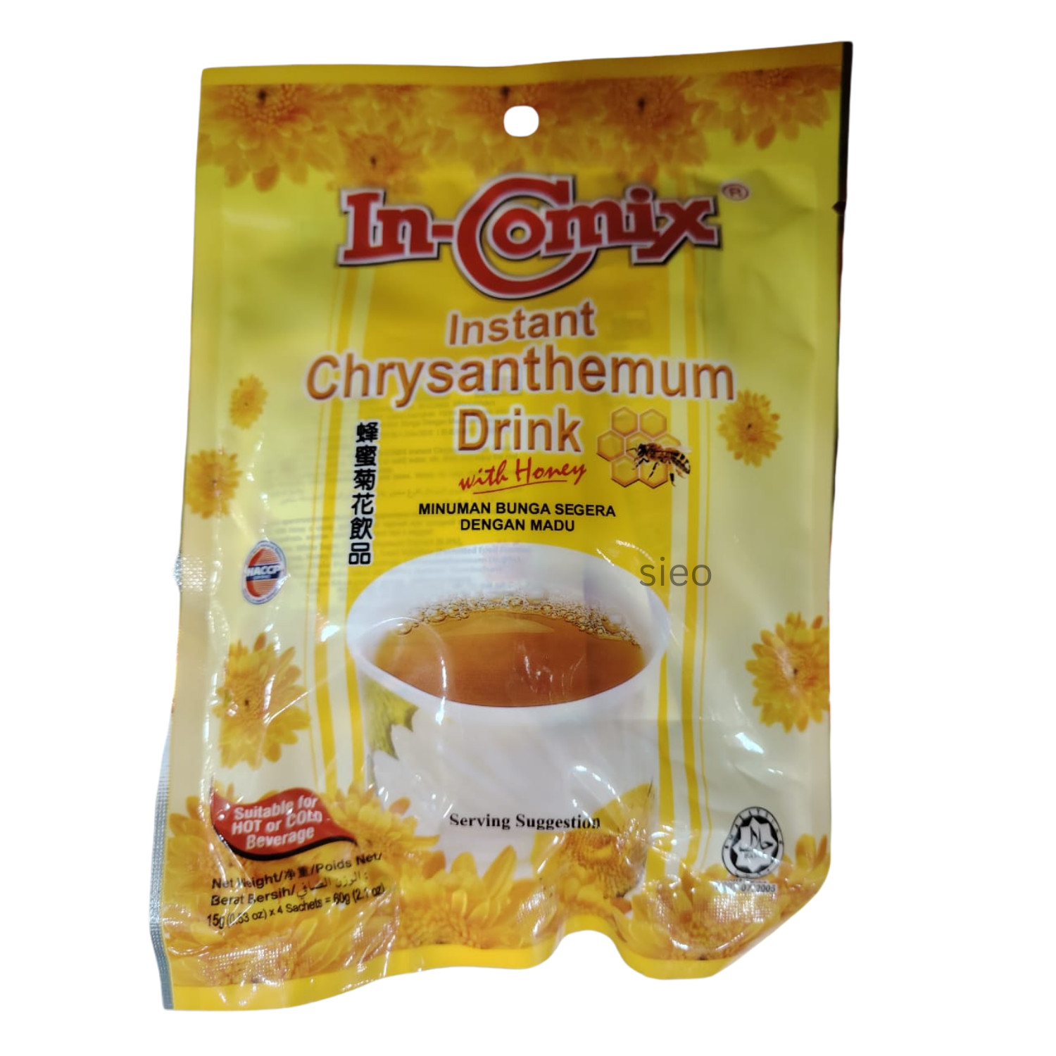 In-Comix Instant Chrysanthemum Drink Honey 2 Packs 120g Total Hot Cold Tea Halal