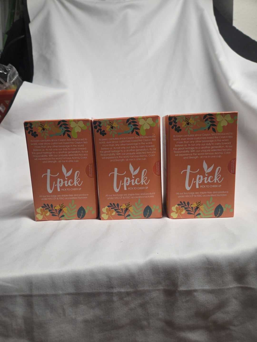 New Lot Of 3 t-pick Black Tea Peach Ceylon Tea Bags 60 Bags Total Exp:10/05/2028