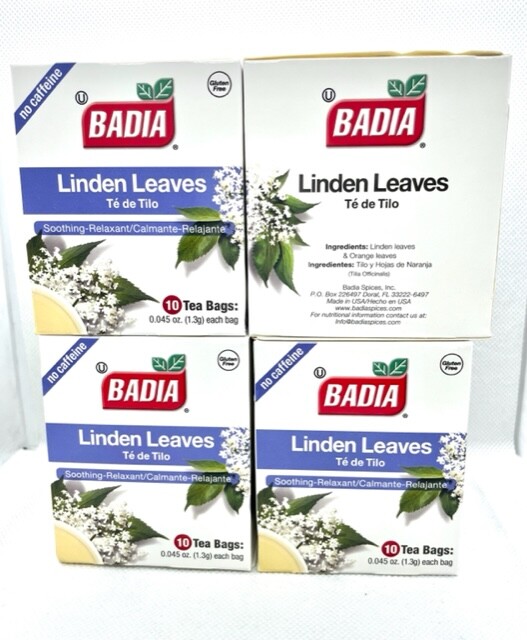 Badia Linden Leaves ( te de Tilo) 4 Pack ( 40 Tea Bags)