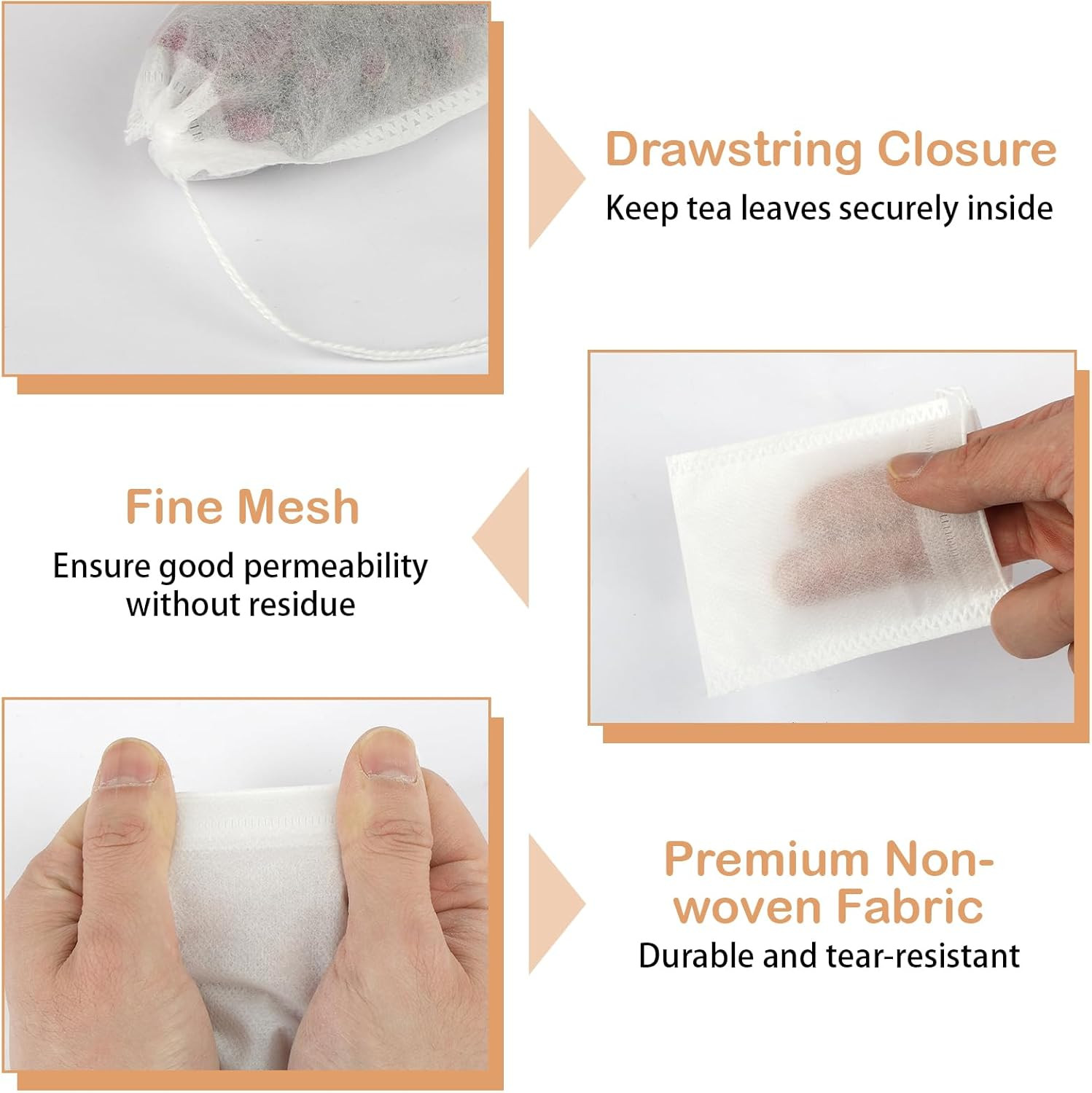 300 Pcs Disposable Tea Bags for Loose Leaf Tea, Food-Grade Tea Filter Sachets