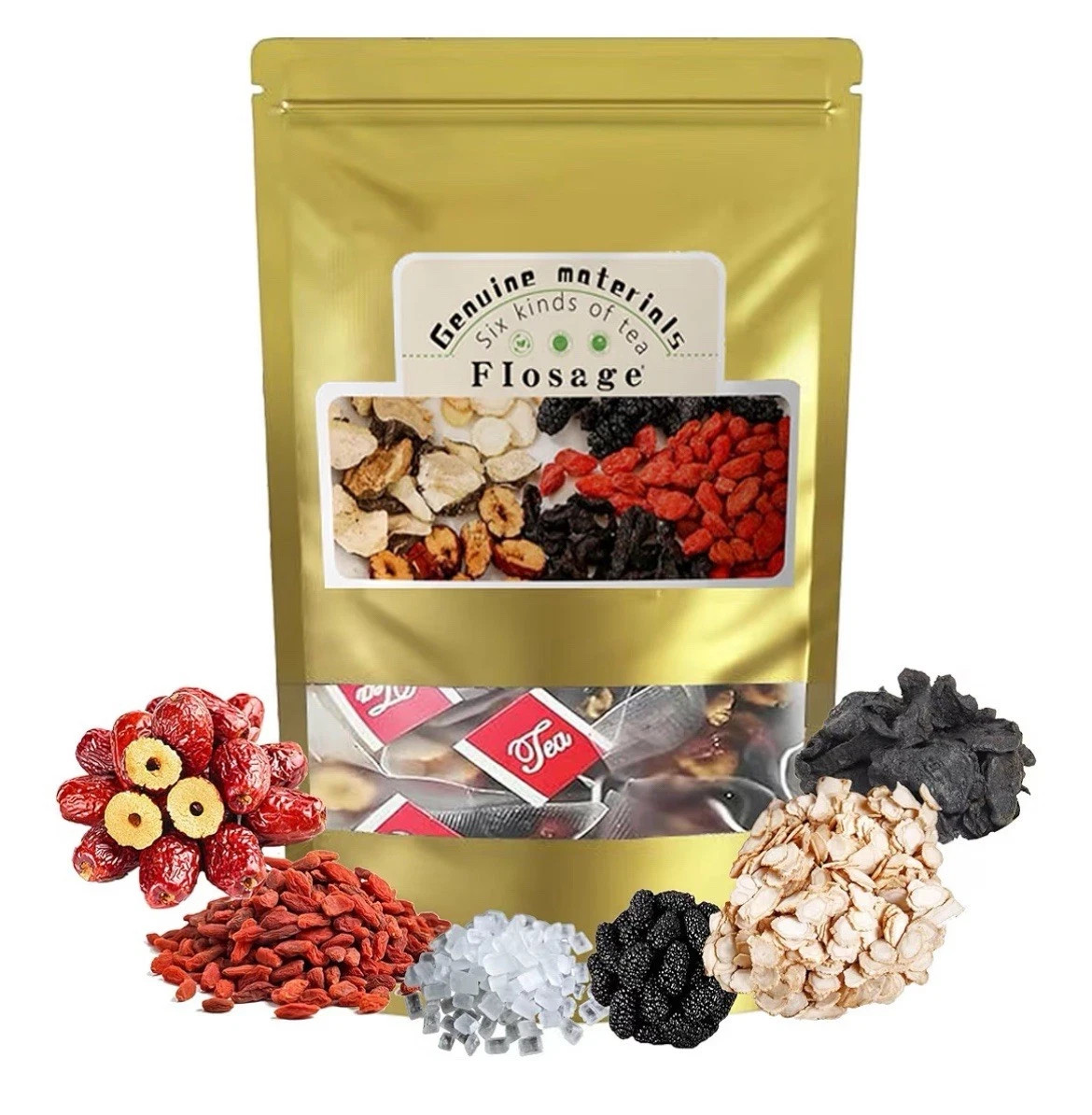 FLOSAGE Kidney Tea with 7 Natural Ingredients Formula Ginseng Six Treasure Tea