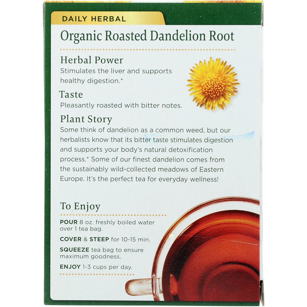 Traditional Medicinals Organic Roasted Dandelion Root Tea 16 Bag 3 Pack