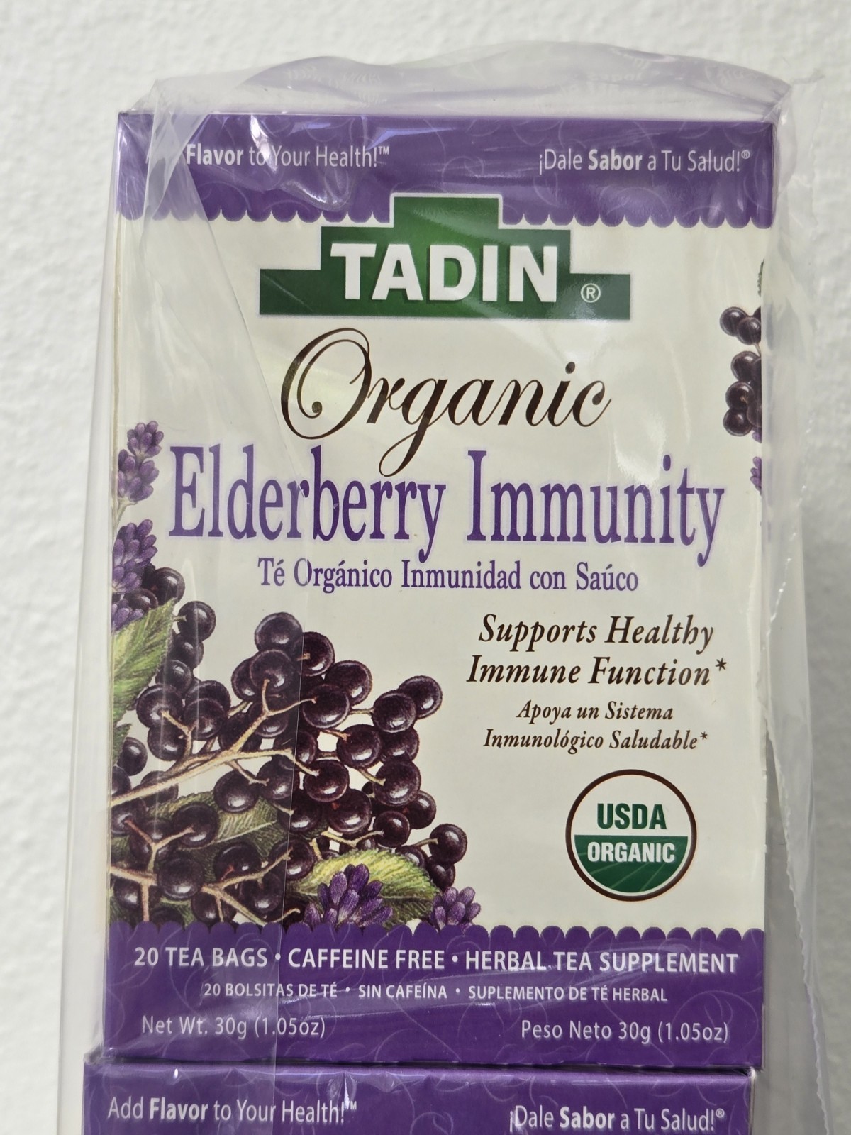 Tadin Organic Elderberry Immunity 20 Tea Bags (Lot Of 6 Boxes) Sick Health Drink