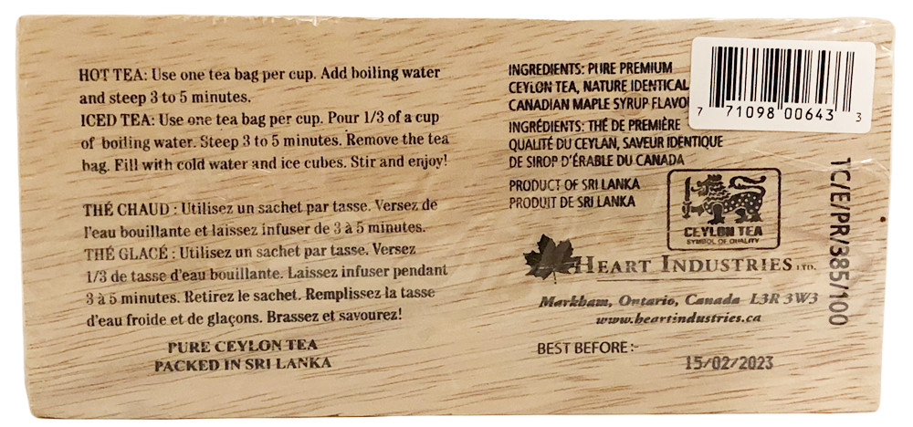 CANADA TRUE Maple Ceylon Tea 25 Tea Bags 50g(加拿大CANADA TRUE 枫叶锡兰茶 大木盒 25茶包 50g)