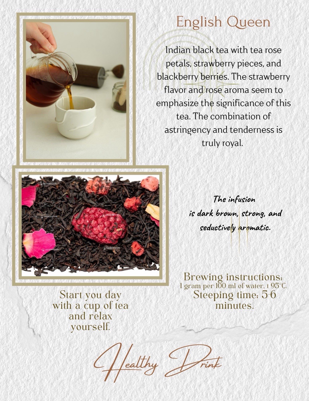 Loose Leaf Black Tea with Fruit Pieces–Natural Flavored Premium TeaEnglish Queen