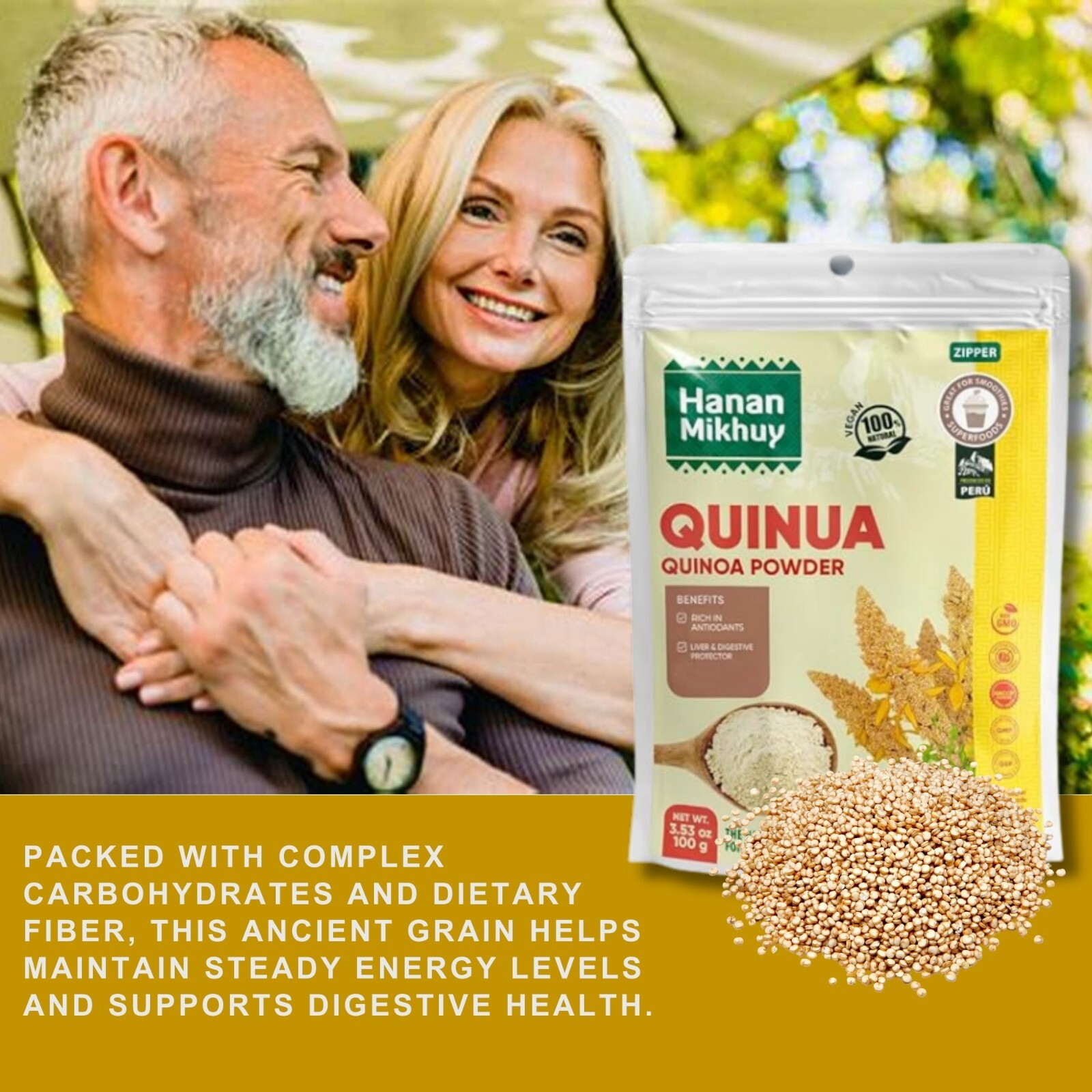 Quinua 100% Natural Quinoa Powder for Energy & Digestion, Gluten-Free from Peru