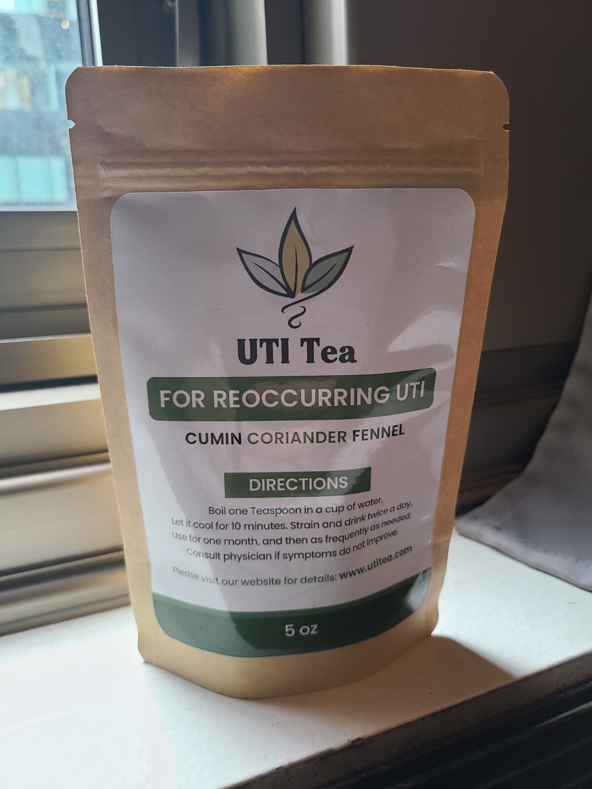 UTI Tea, For reoccuring UTI. Ayurvedic. All natural organic. 5oz resealable bag