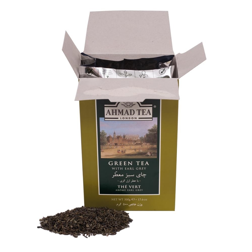 Ahmad Tea Green Tea, Earl Grey Loose 500 500 gram (Pack of 1),