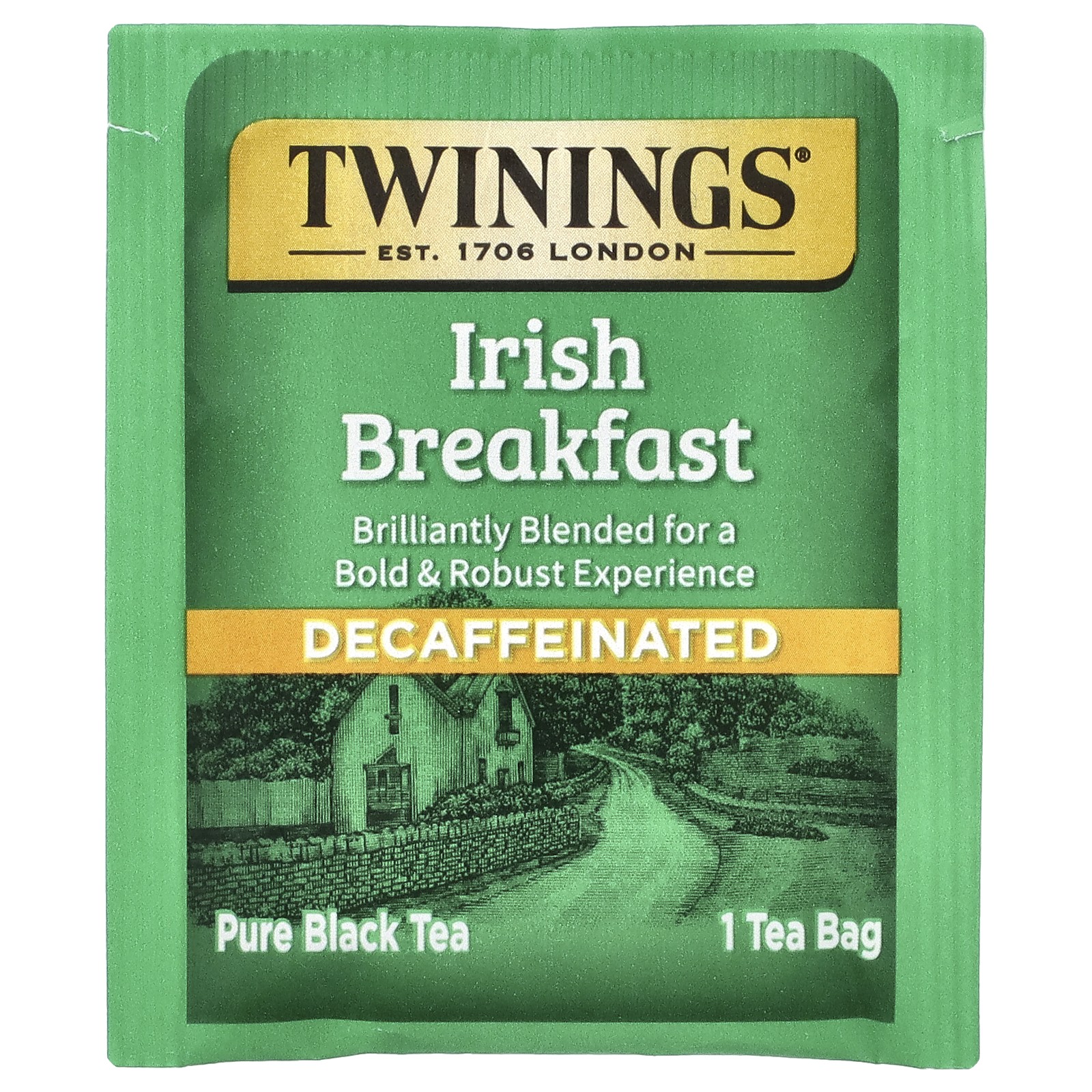 Twinings 100% Pure Black Tea Irish Breakfast Decaffeinated 20 Tea Bags, 1.41 oz