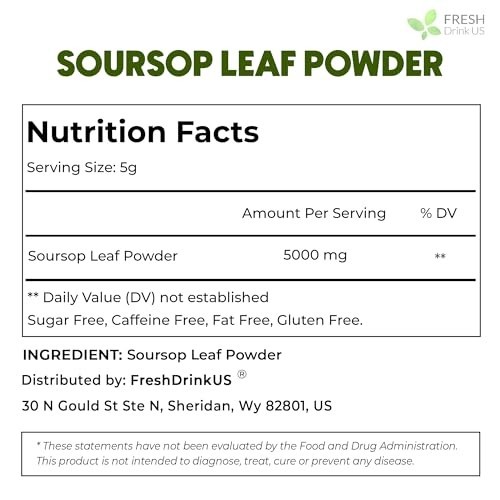100% Pure Soursop Leaf Powder 4.5oz – Natural Graviola for Tea, Baking, Vegan, N
