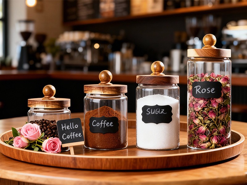 Glass Storage Jars with Wooden Lids – Airtight Containers for Pantry