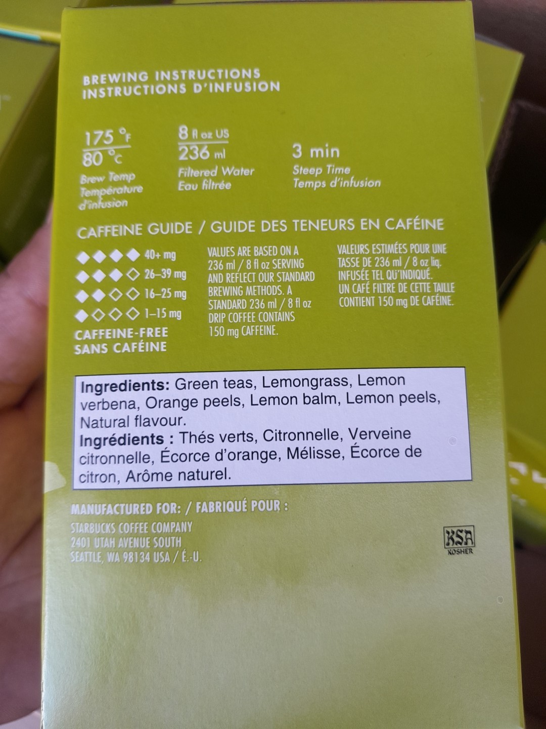 6x Teavana Jasmine Citrus Green Tea 24ct. Filterbags Best Before:11/26/25