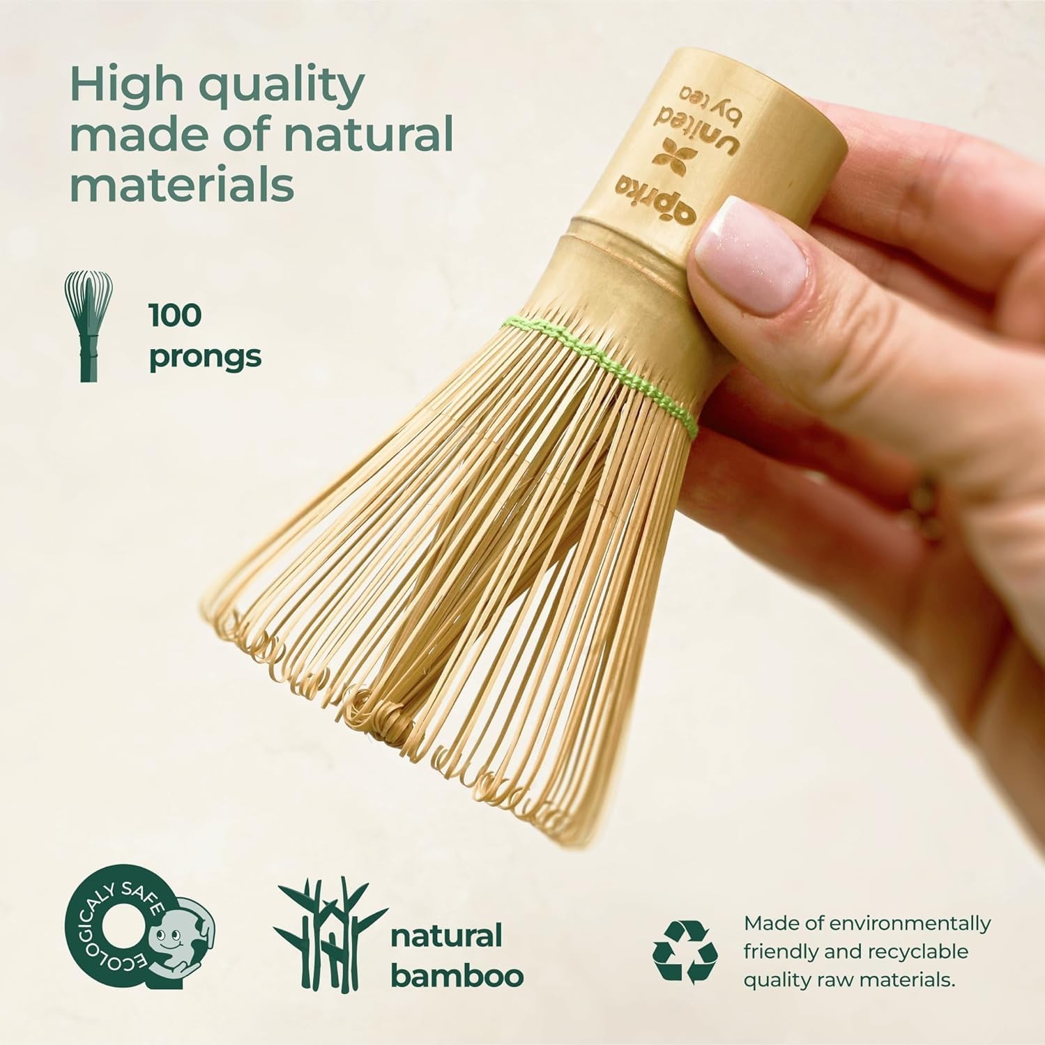 Aprika Life Matcha Bamboo Whisk Set with Holder | 100 Prong Chasen, Bamboo Sc…