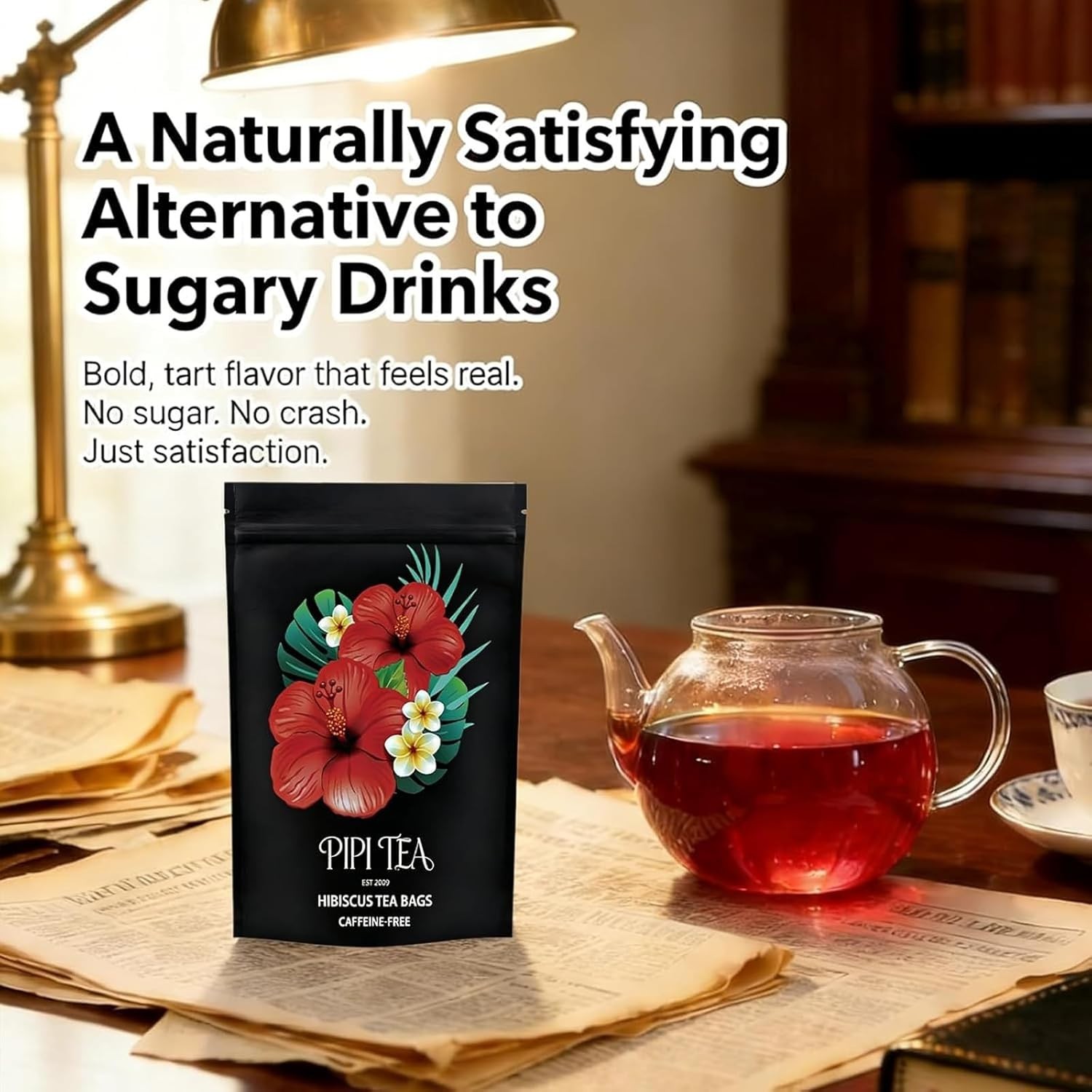 PiPi Tea Organic Hibiscus Tea Bags – Caffeine Free Herbal Tea Rich in Antioxi…