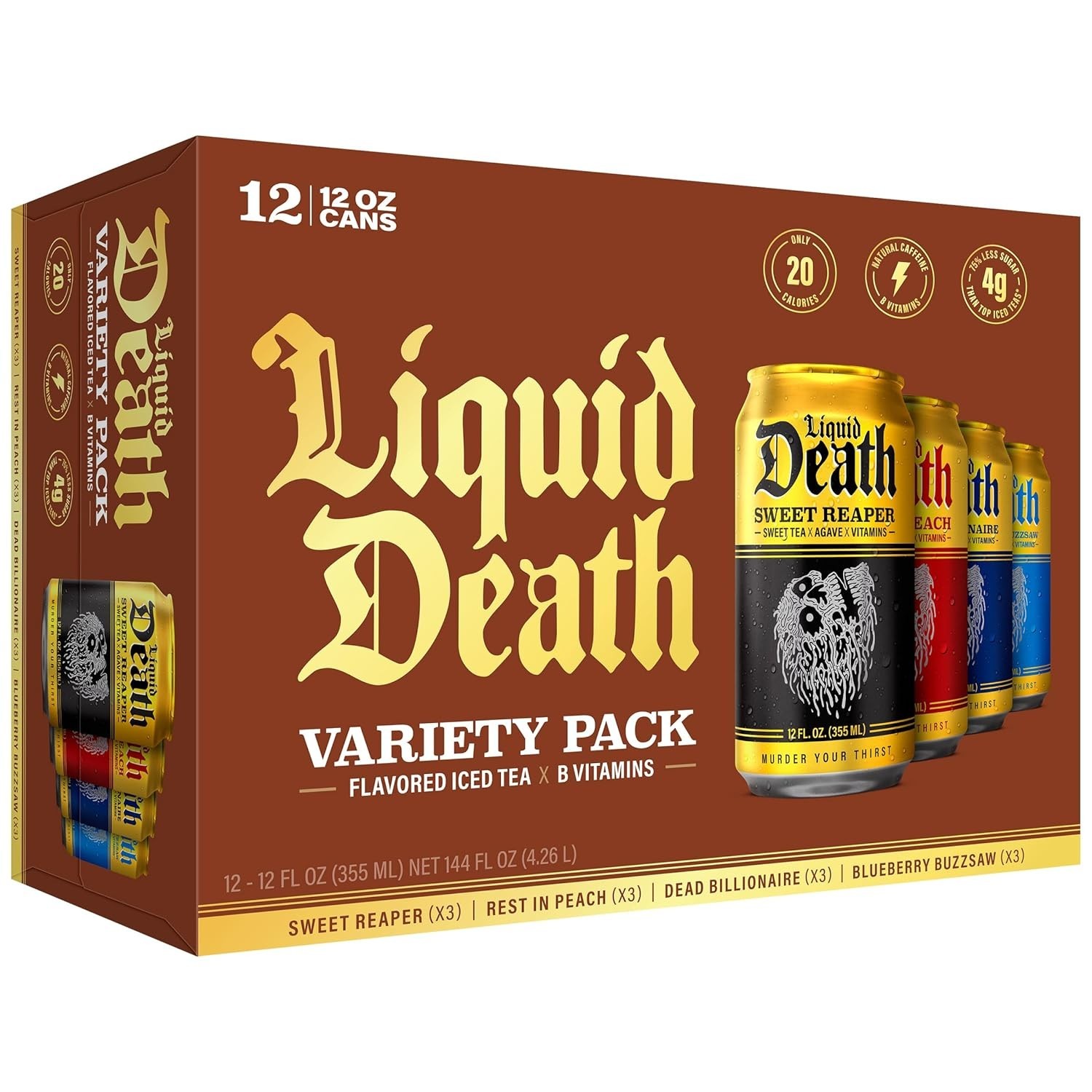 Signature Iced Tea Variety Pack – 12 Cans, Low Calorie & Caffeine-Free Options