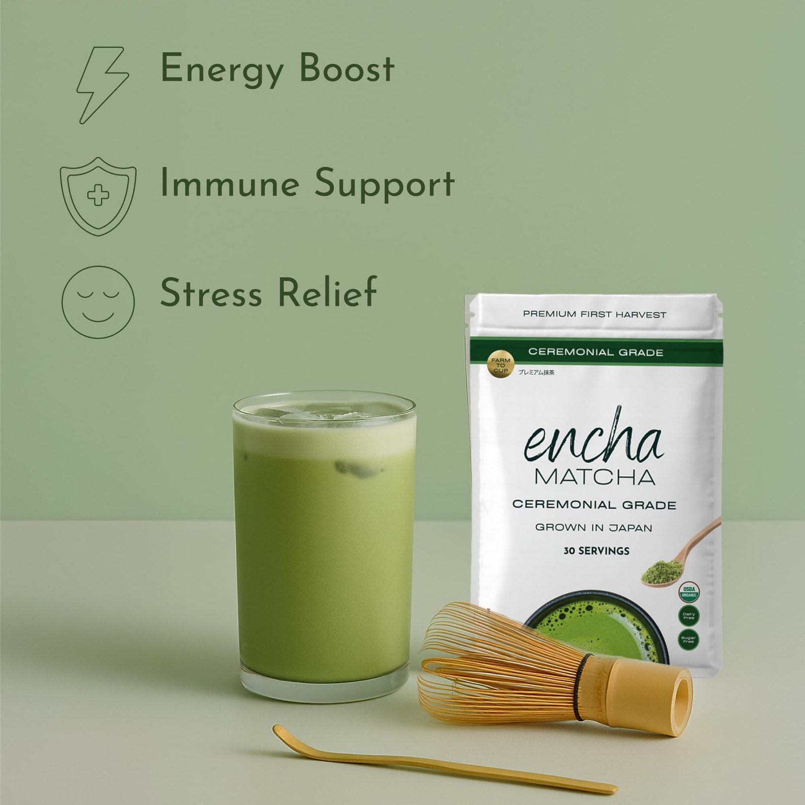 Encha Ceremonial Matcha Powder Organic Japanese Green Tea 60g Uji Japan