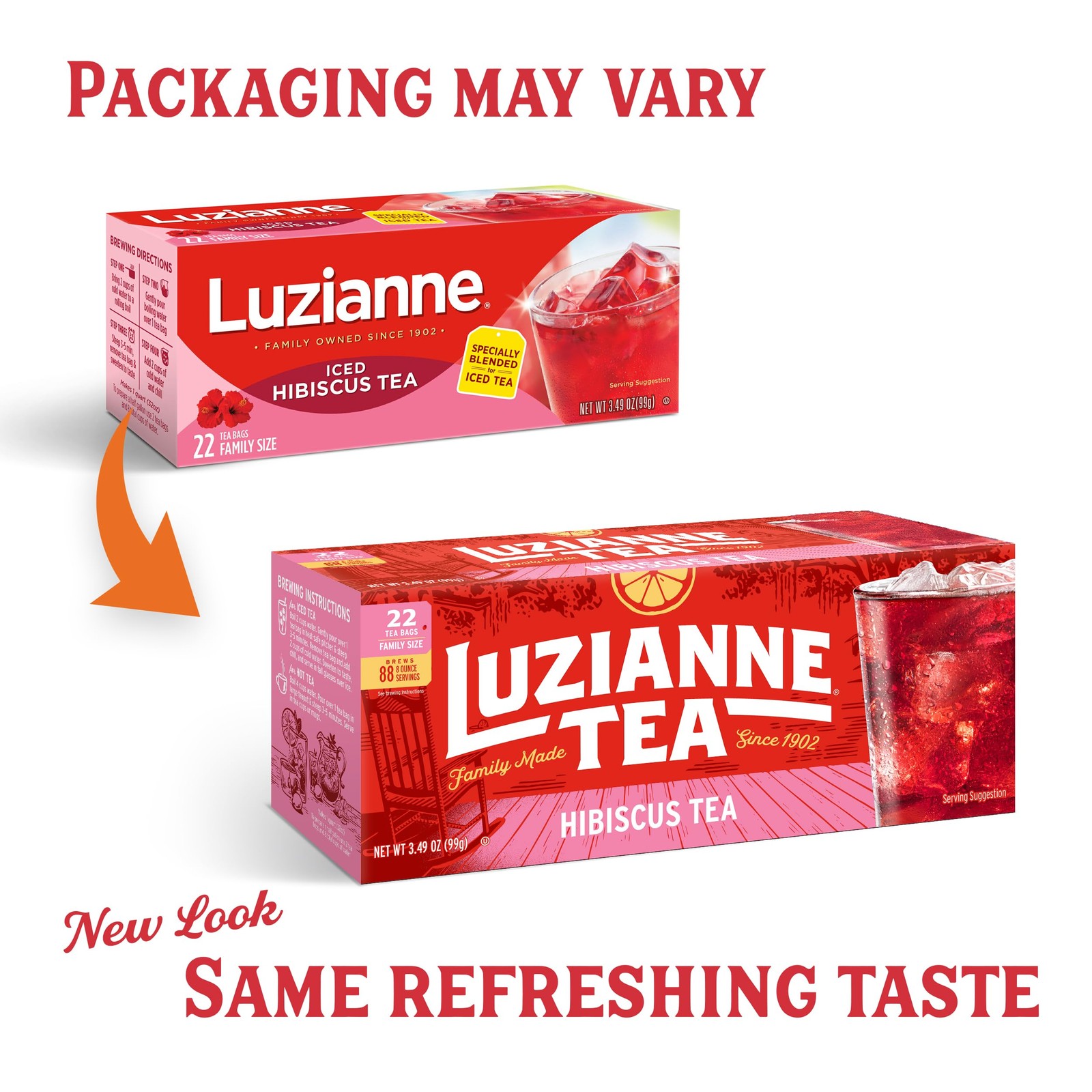 Unsweetened Hibiscus Iced Tea Bags, Family Size, 22 Count Box