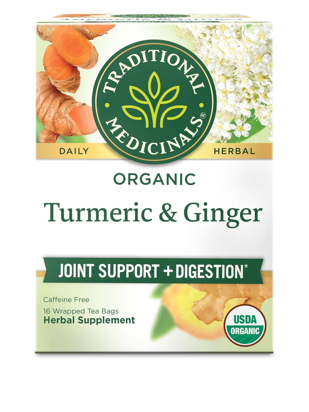 Traditional Medicinals 16 Count (Pack of 1), Tea Trmrc Mdwswt Gngr Org